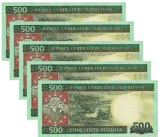 Mauritânia - 5 Cédulas de 500 Ouguiya 2013 - P-18a - FE