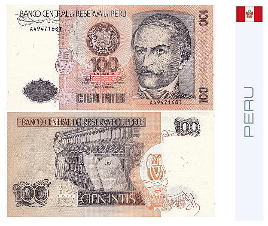 Peru - Cédula de 100 Intis 1987 - P-133a - FE