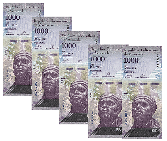 Venezuela - 5 Cédulas de 1.000 Bolívares 2016 - P-95a - FE