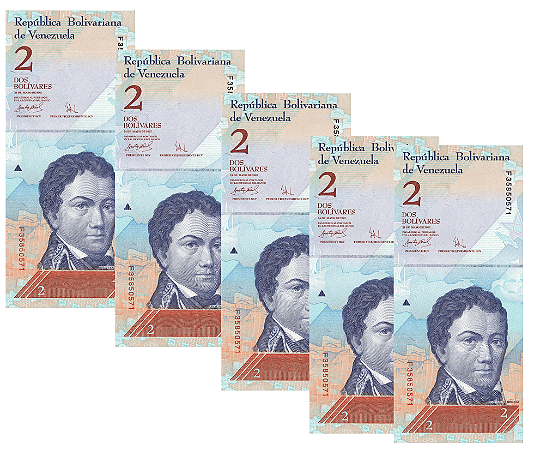 Venezuela - 5 Cédulas de 2 Bolívares 2012 - P-88fr - FE