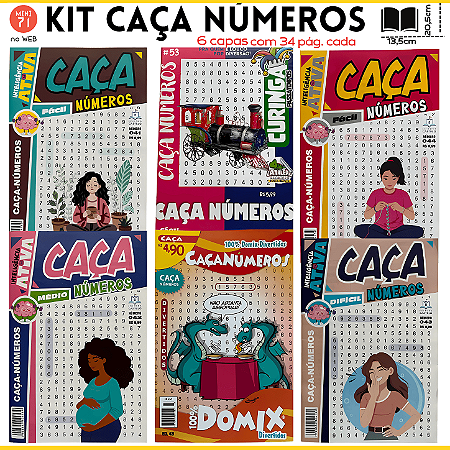 Kit 6 Revistas Caça Números - 204 páginas | Estratégia de Raciocínio.