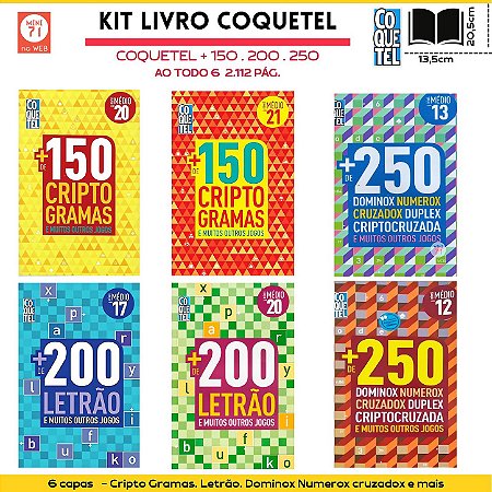 Kit 6 vol. passatempos livro coquetel +150 200 250 Jogos