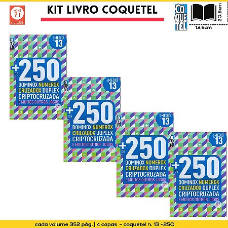 Kit 4 vol. passatempos livro coquetel n. 13 + 250 jogos dominox e muito mais