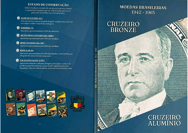 Álbum Vazio - Moedas Brasileiras 1942 - 1965 Cruzeiro Bronze (Capa Dura)