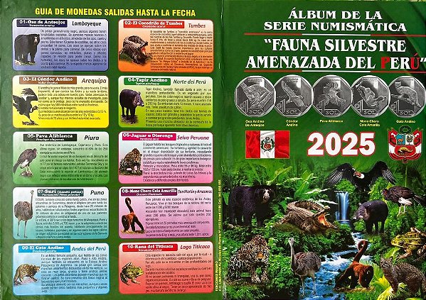 Álbum Fauna Silvestre Perú - com 10 Moedas Completo (Capa Dura)