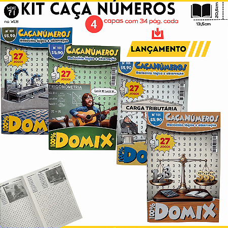 Kit 4 Revistas Caça Números | Raciocínio Lógico e memorização