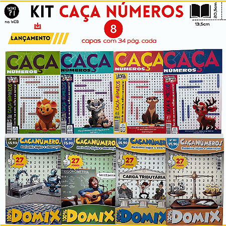 Kit 8 Revistas Caça Números | Raciocínio Lógico