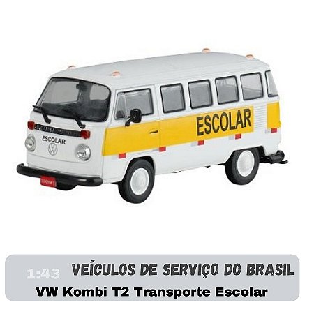 Miniatura em Metal 1:43 Volkswagem Kombi T2 Transporte Escolar