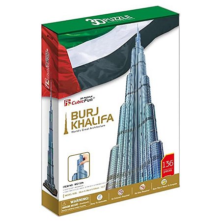 Quebra-cabeças 3D 136 peças Burj Khalifa - CubicFun