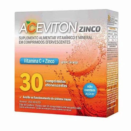 Aceviton Zinco Laranja com 30 Comprimidos Efervescentes