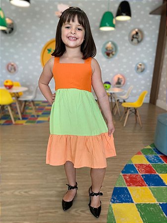 Vestido Infantil Camadas Coral