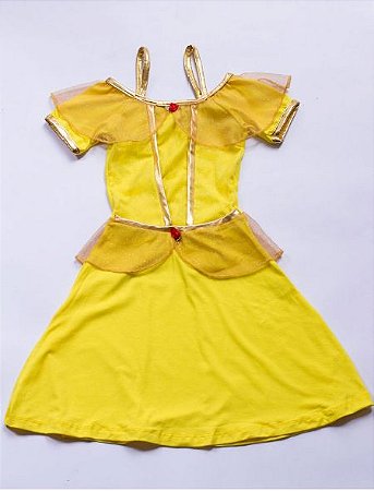 Vestido de Princesa Infantil  Bela Amarelo - Fantasia