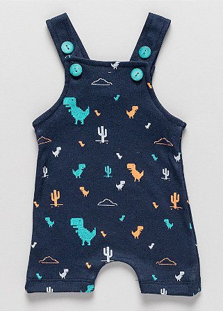 Jardineira Verão Suedine Marinho Dino