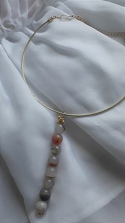 Conjunto  choker  e pulseira Quartzo