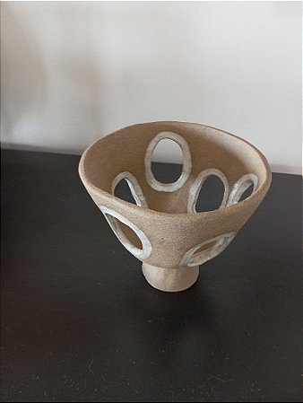 Centro de Mesa Taça em Cerâmica Natural