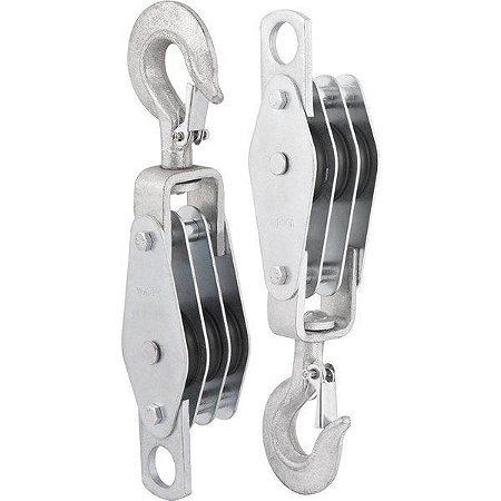 Moitão Talha Cadernal 650kg 3 Roldanas 45mm = 1/6 Do Peso