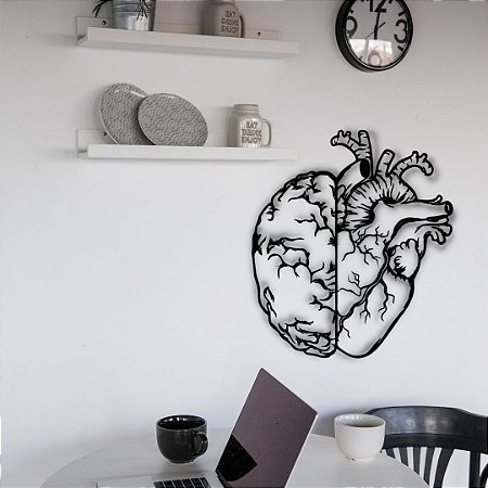 Cérebro e Coração decoração em mdf