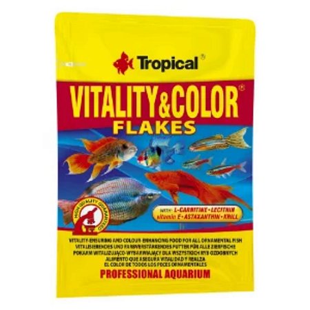 RAÇÃO TROPICAL VITALITY &amp; COLOR FLAKES 12G SACHÊ
