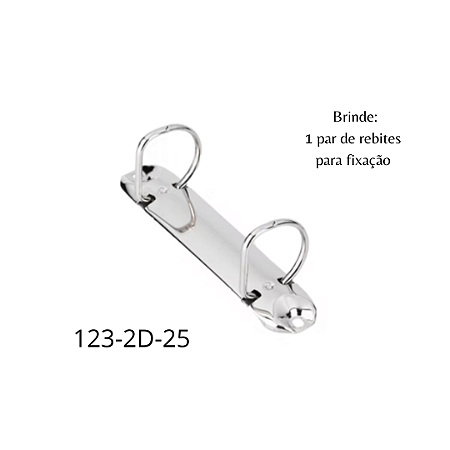 Garra para fichário 2 garras 25mm