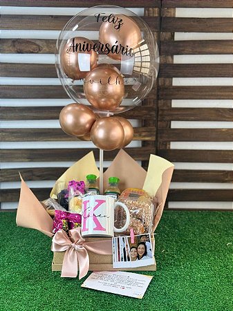 Cesta Café da Manha Doce Encanto com Xícara e Balão