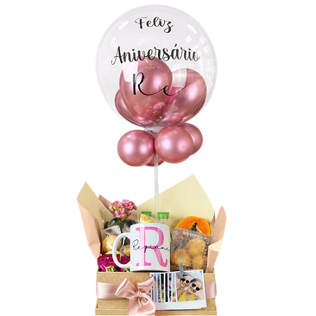 Cesta Café da Manha Doce Encanto com Xícara e Balão