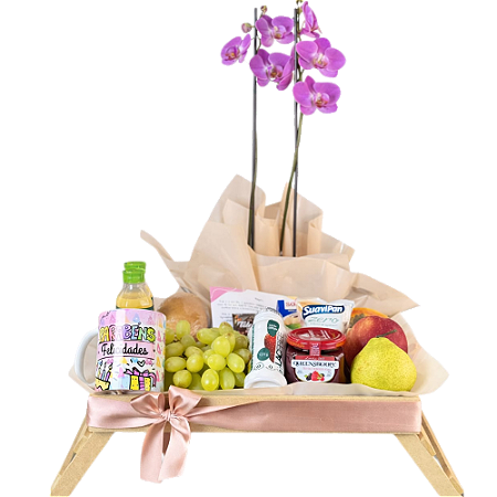 Bandeja Café da Manhã / Tarde Saúdavel com Orquídea