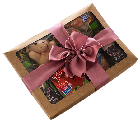 Kit Café da Manhã Individual com Mini Pelúcia Chaveiro