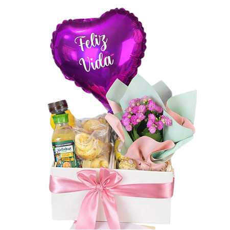 Kit Café da Manhã com Chocolate e Mini Flor