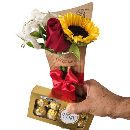 Cartão Flores Com Ferrero