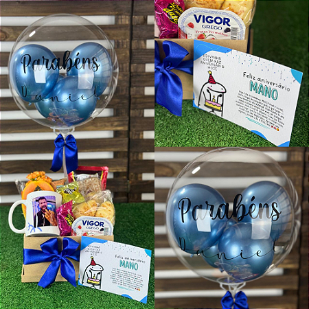 Cesta Café da Manhã Individual Com Caneca e Balão