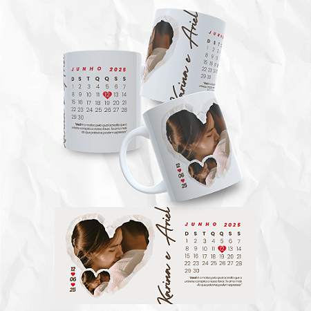 Caneca Personalizada Amor Calendário