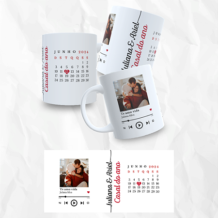 Caneca Personalizada Calendário e Música