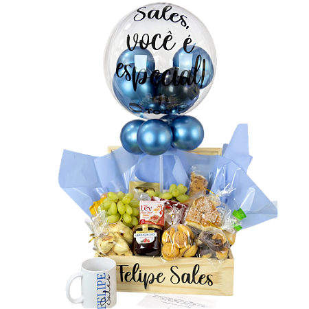 Café da Manhã no Baú com Balão Personalizado