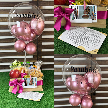 Cesta Café da Manhã Doce da Manhã Com Balão Bubble