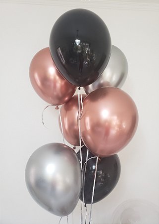 Bouquet balões metalizados - Caixa e Festa