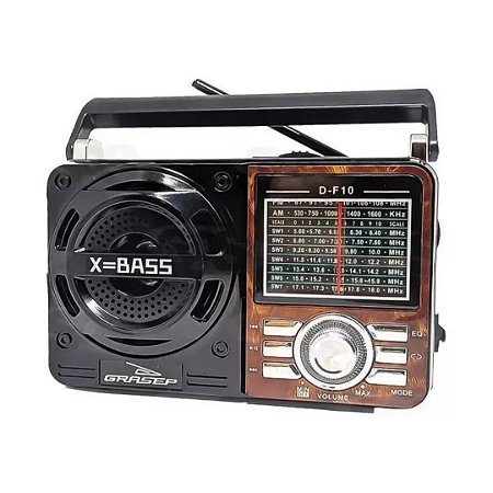 Rádio Retro Portátil 10W Bluetooth Grasep D-F10BT