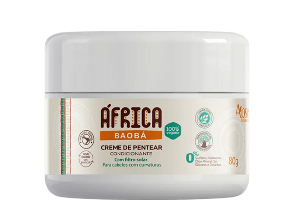 MINI Creme de Pentear África Baobá 80g - No Poo / Low Poo - Ação Condicionante Ápice