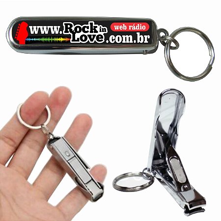 Chaveiro Cortador de Unhas Dobrável com Argolas e Resina Rock in Love