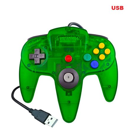 Controle de Nintendo 64 - USB - PC - EMULADOR - CORES COR:Verde Translúcido