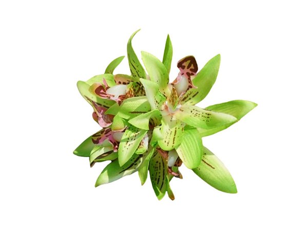Porta-guardanapo orquídea tigre verde de seda com argola de madeira