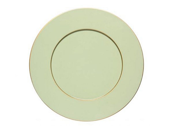 Sousplat de madeira laqueada Celadon e frisos dourados