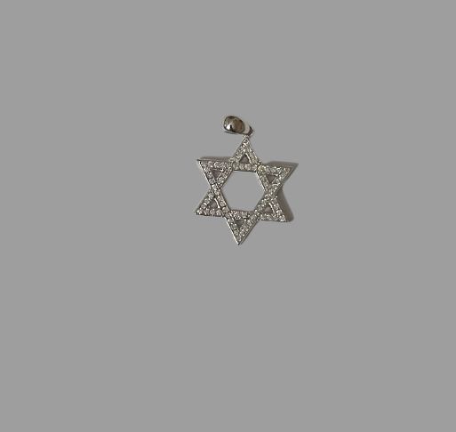 Pingente Estrela de David Cravejado com  Zircônia  M -  Prata 925