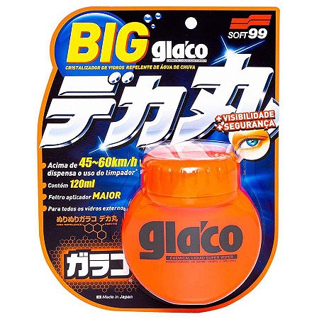 REPELENTE DE ÁGUA DE CHUVA PARA VIDROS BIG GLACO 120ML SOFT99