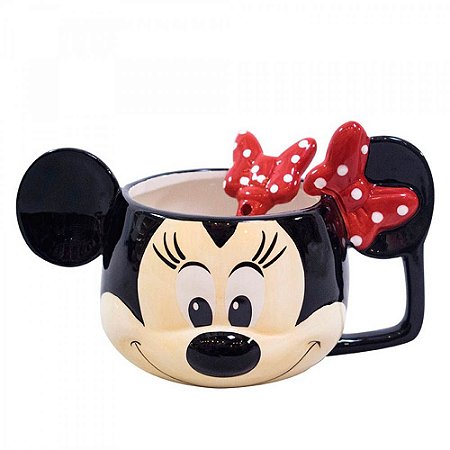 Caneca 3D Minnie Rosto Porcelana 280ml