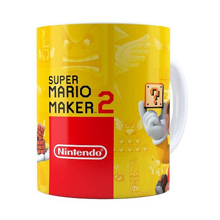 Caneca 3D Print Super Mario Maker 2 Branca