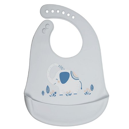 Babador de silicone bichos com cata migalhas (Elefante) - Kababy - Cód. 1049E