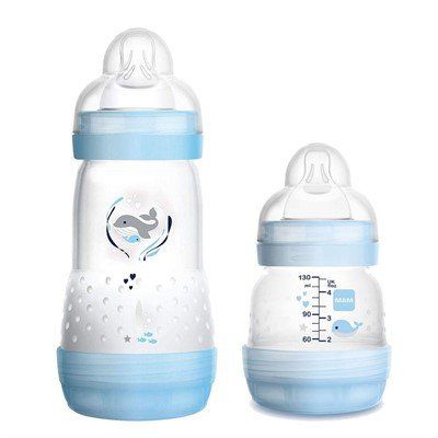 Kit 2 Mamadeira MAM Easy Start (Azul) 130 e 260ml - Anti-cólica e Auto-esterilizável