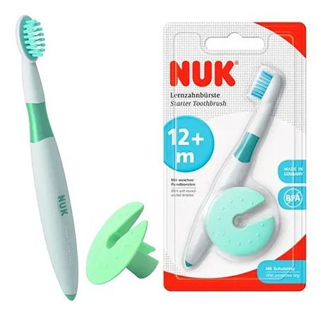 Escova de dente NUK 12 meses + com protetor segurança
