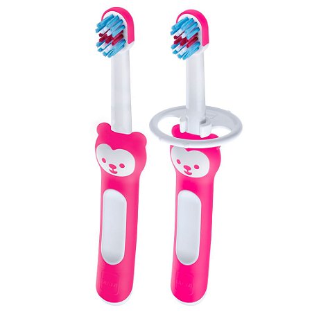 KIT 2 Escovas de dente para bebê MAM BABY´S FIRST BRUSH (rosa) c/ 2 uni