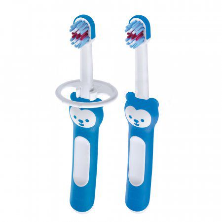 KIT 2 Escovas de dente para bebê MAM BABY´S FIRST BRUSH (azul) c/ 2 uni